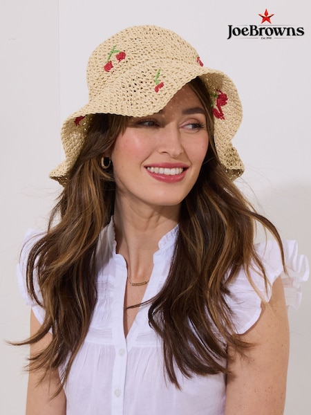 Joe Browns Natural Cherry Straw Cloche Hat (H25617) | £30