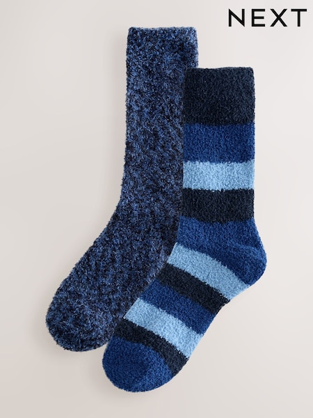 Blue Stripe Cosy Socks 2 Pack (H25628) | £10