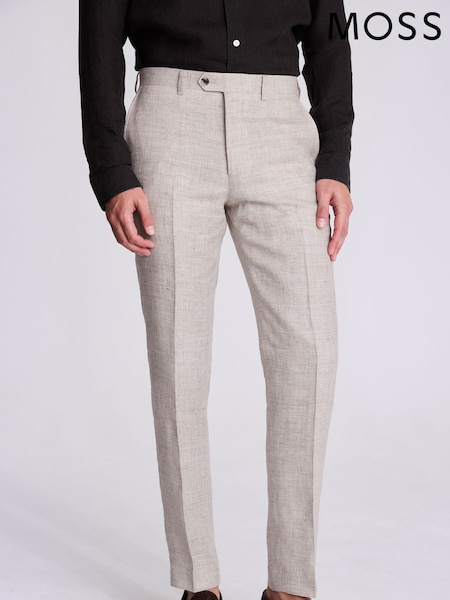 MOSS Natural Tailored Fit 100% Linen Trousers (H25675) | £120