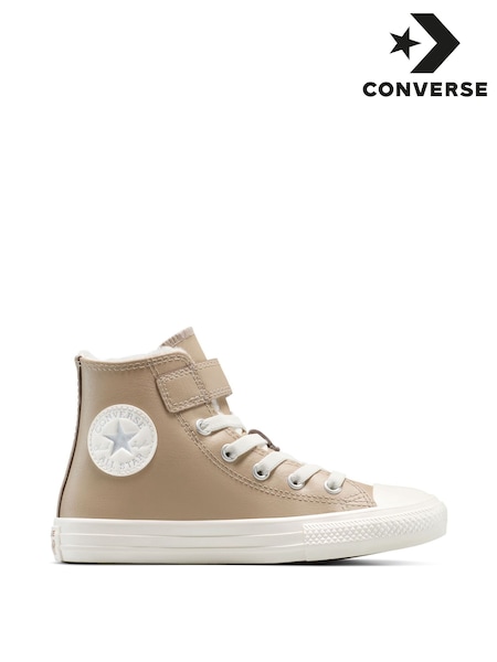 Converse Brown Chuck Taylor Kids Leather Fleece Lining High Trainers (H25742) | £45