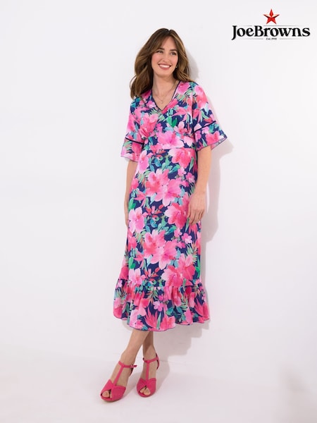 Joe Browns Blue Wide Sleeve Floral Printed Dress (H25748) | £60