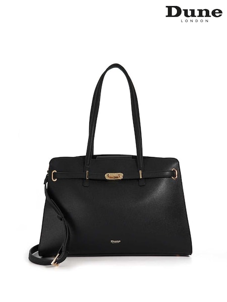 Dune London Black Define Large Belted Tote Bag (H25797) | £169