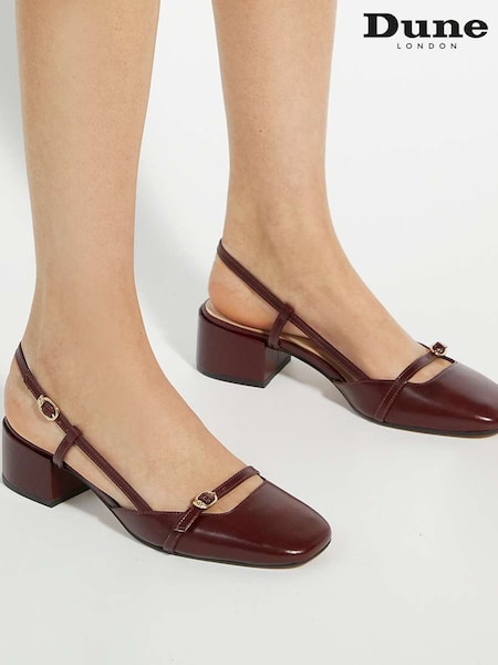 Dune London Red Definition Square Toe Slingback Shoes (H25803) | £89