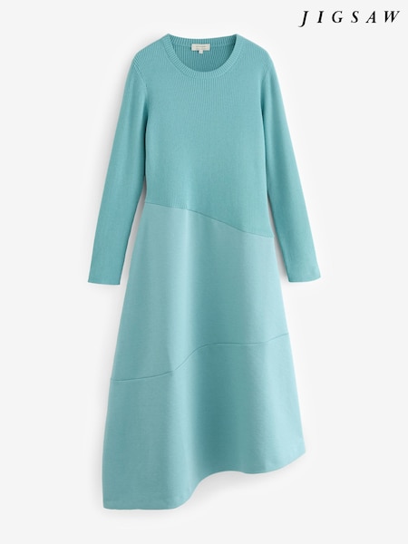 Jigsaw Blue Knit And Jersey Dress (H25811) | £175