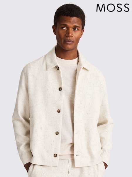 MOSS Natural Neutral Cuban Texture Overshirt (H25818) | £70