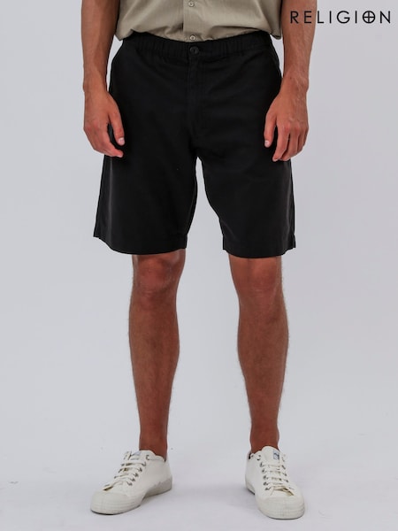 Religion Black Elasticated Chino Shorts (H25831) | £45