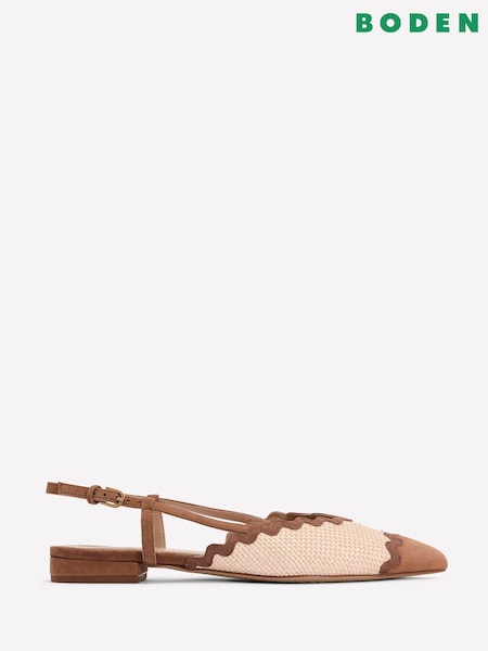 Boden Natural Ric Rac Detail Pointed Flats (H25836) | £120