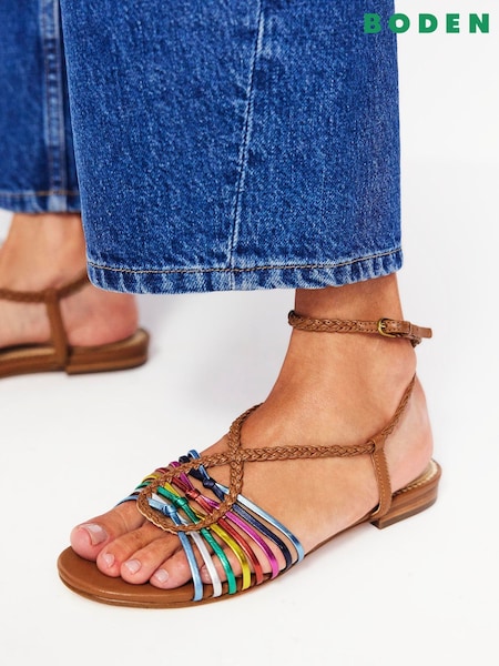 Boden Red Multi Strap Flat Sandals (H25857) | £120