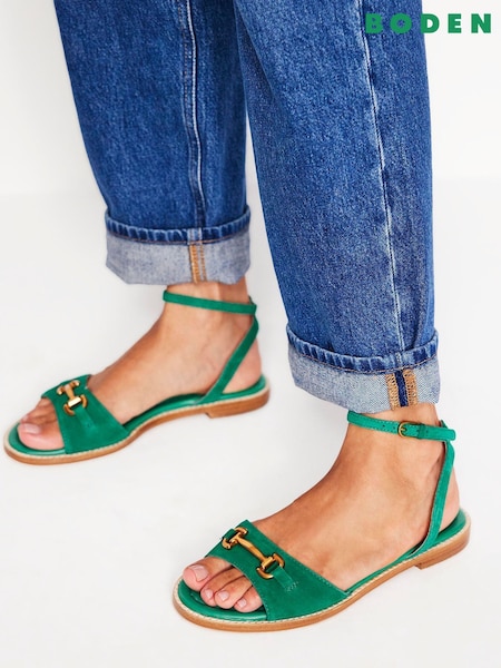 Boden Green Iris Snaffle Flat Sandals (H25858) | £98
