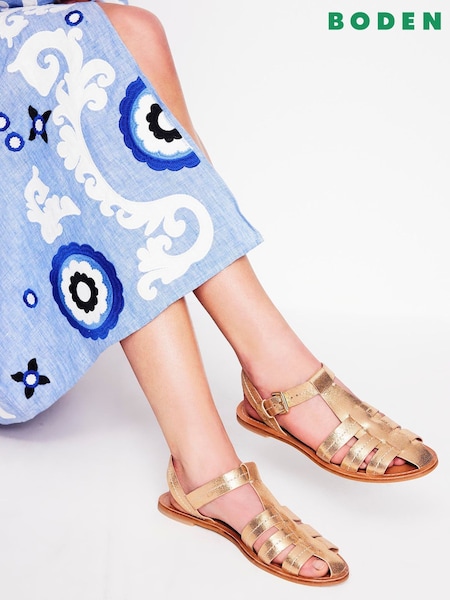 Boden Gold Fisherman Flat Sandals (H25861) | £98