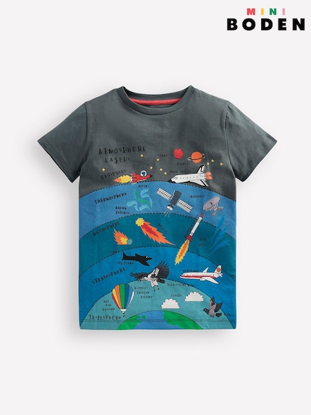 Boden Grey Short Sleeve Graphic Print 100% Cotton T-Shirt (H25877) | £17 - £19