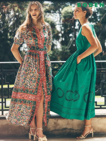 Boden Green Alexa 100% Cotton Maxi Shirt Dress (H25902) | £136