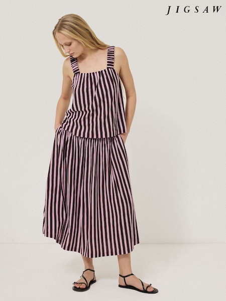 Jigsaw Red 100% Cotton Slub Stripe Cami (H25923) | £79