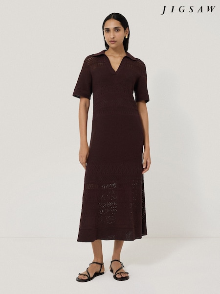 Jigsaw Red Blend Pointelle Dress (H25926) | £195
