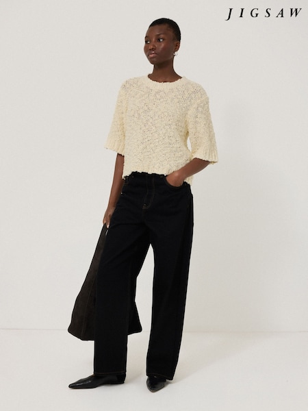Jigsaw Cream Blend Boucle T-Shirt (H25934) | £125