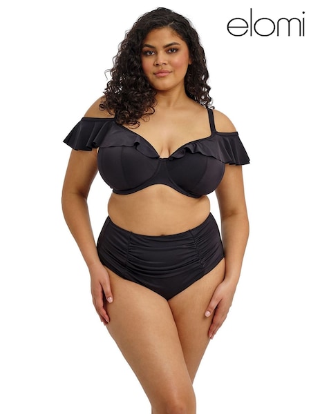Elomi Black Bardot Plain Sailing Underwired Bikini Top (H25937) | £48
