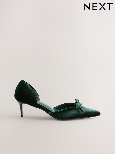 Green Velvet Forever Comfort® Velvet Bow Pointed Toe Two Part Heels (H26029) | £36