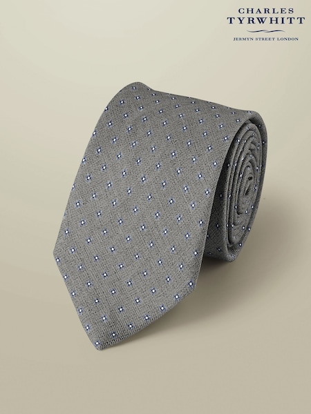 Charles Tyrwhitt Grey Silk Linen Printed Tie (H26083) | £50