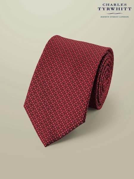 Charles Tyrwhitt Red Silk Stain Resistant Semi Plain Tie (H26103) | £35