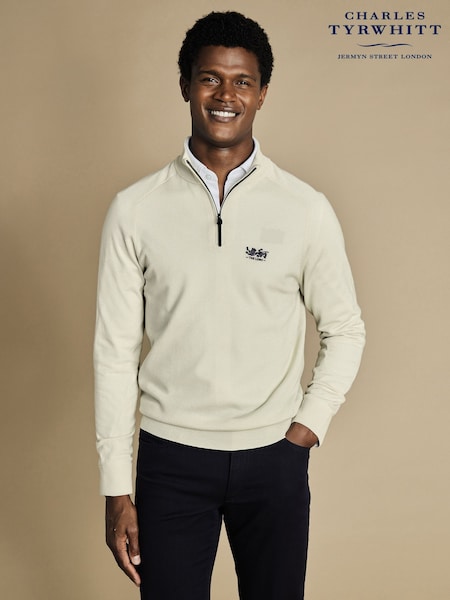 Charles Tyrwhitt Pink The Lions Performance Zip Neck Sweater (H26115) | £119