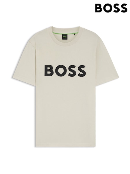 BOSS White Iconic Zone Embossed Logo Stripe Detail T-Shirt (H26201) | £59