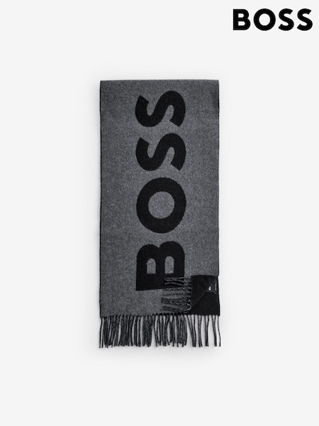 BOSS Grey Large Logo Scarf (H26213) | £99