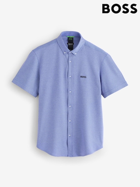 BOSS Mid Blue Regular Fit Motion Short Sleeve Shirt (H26247) | £99