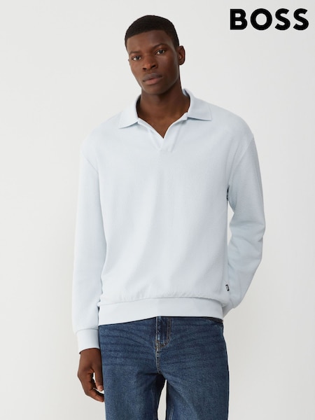 BOSS Blue Sota Trophy Collar Long Sleeve Polo Shirt (H26278) | £229