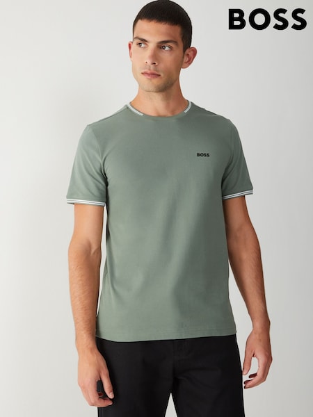 BOSS Green Taul Tipped Regular Fit Logo T-Shirt (H26289) | £69
