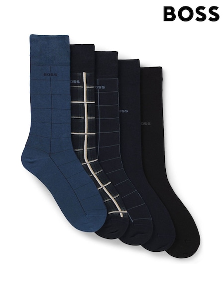 BOSS Blue-Black Logo Socks 5 Pack (H26309) | £39