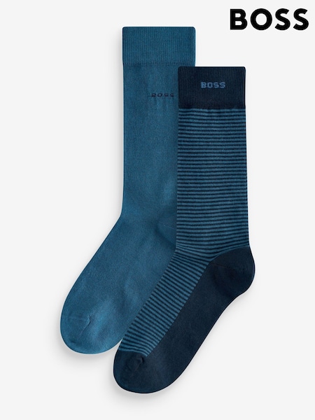 BOSS Blue Logo Socks 2 Pack (H26353) | £16