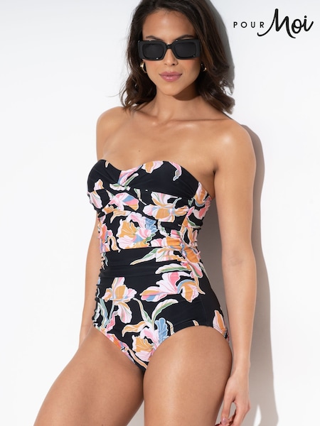 Pour Moi Black Petite Santa Monica Strapless Tummy Control Swimsuit (H26369) | £45