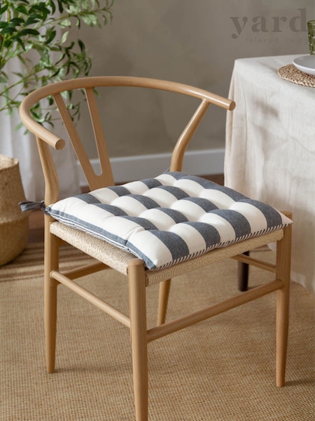 Yard 2 Pack Navy Hayle Striped Cotton Seat Pads (H26452) | £30