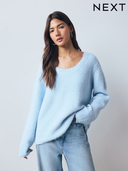 Light Blue Scoop Neck Jumper With Wool (H26503) | £38