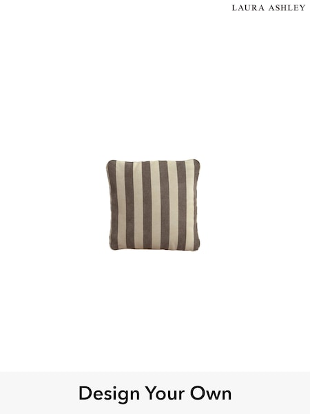 Orla Stripe/Dark Truffle Natural Upholstery Cushions By Laura Ashley (H26544) | £60