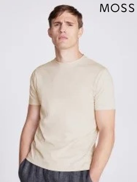 MOSS Natural Crew Neck 100% Cotton T-Shirt (H26657) | £20