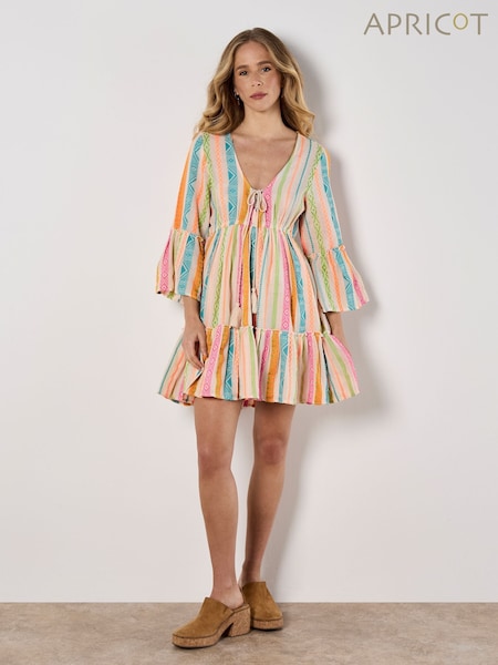 Apricot Multi Multicoloured Tribal Tassel 100% Cotton Dress (H26803) | £50