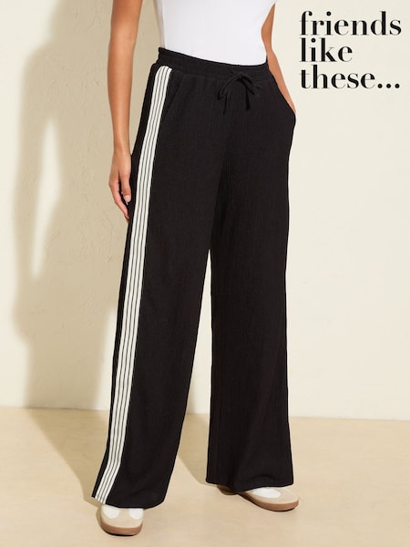 Friends Like These Black Wide Leg Side Stripe Jersey Trousers (H26806) | £37
