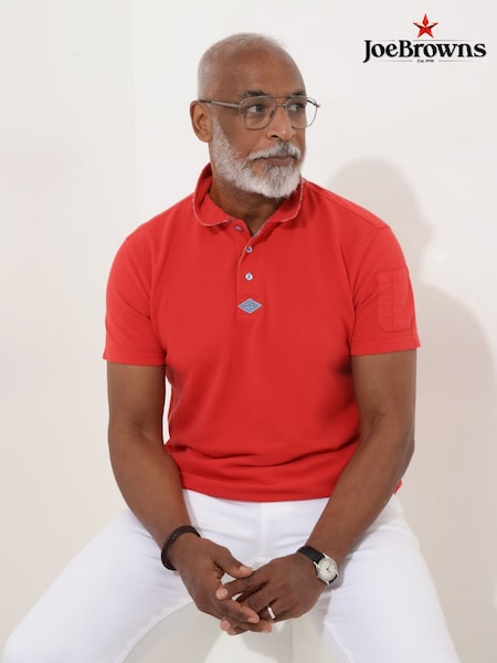 Joe Browns Red 100% Cotton Stripe Trim Pique Polo Shirt (H26820) | £40
