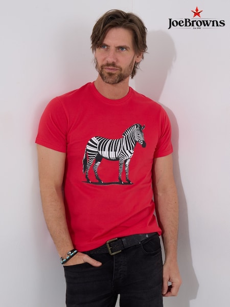 Joe Browns Red 100% Cotton Zebra Piano Graphic Short Sleeve T-Shirt (H26824) | £29