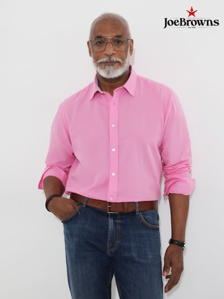 Joe Browns Pink Lightweight Summery Linen Blend Long Sleeve Shirt (H26836) | £40