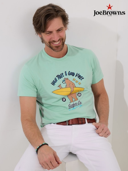 Joe Browns Blue 100% Cotton Surfer Bear Graphic Short Sleeve T-Shirt (H26841) | £29
