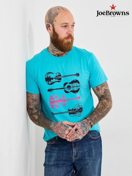 Joe Browns Blue 100% Cotton Guitar Landscape Graphic T-Shirt (H26846) | £29
