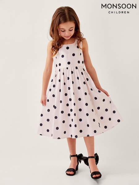 Monsoon Pink MINI ME Sicily Polka Dot Dress (H26851) | £40 - £44