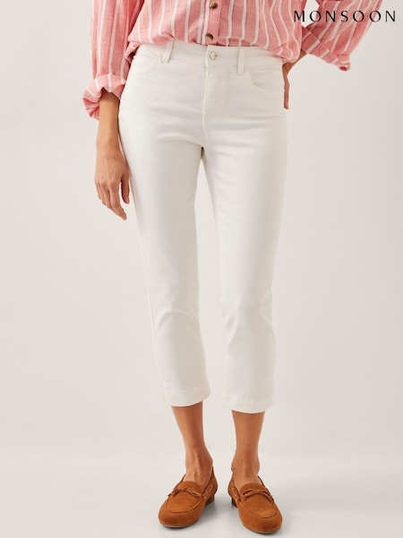 Monsoon White Idabella Cropped Jeans (H26914) | £49