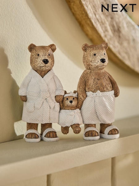 Natural Bertie Bear Family Bathroom Ornament (H26936) | £12