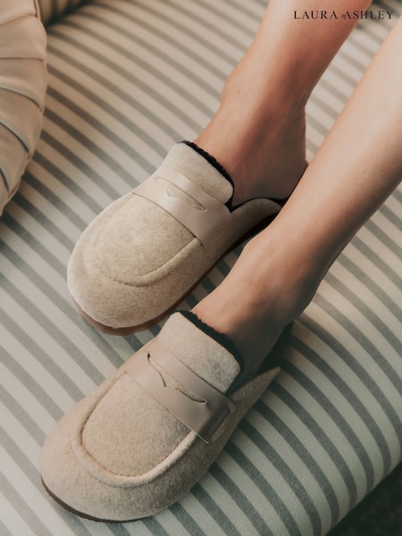 Neutral Cork Footbed Fur Lined Slippers (H26987) | £26