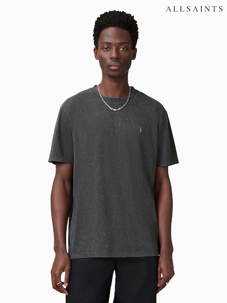 AllSaints Grey Saka Short Sleeve 100% Organic Cotton Crew T-Shirt (H26998) | £49