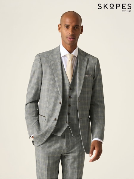 Skopes Grey Tailored Fit Dettori Check Suit Jacket (H27009) | £115