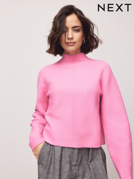 Light Pink Supersoft High Neck Seam Detail Jumper (H27020) | £38